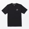 Men Volcom Mountain Biking | Stone Stamp Short Sleeve Upf 50 Rashguard Black