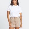 Women Volcom Bottoms | Stone Step Hirise Shorts Mocha