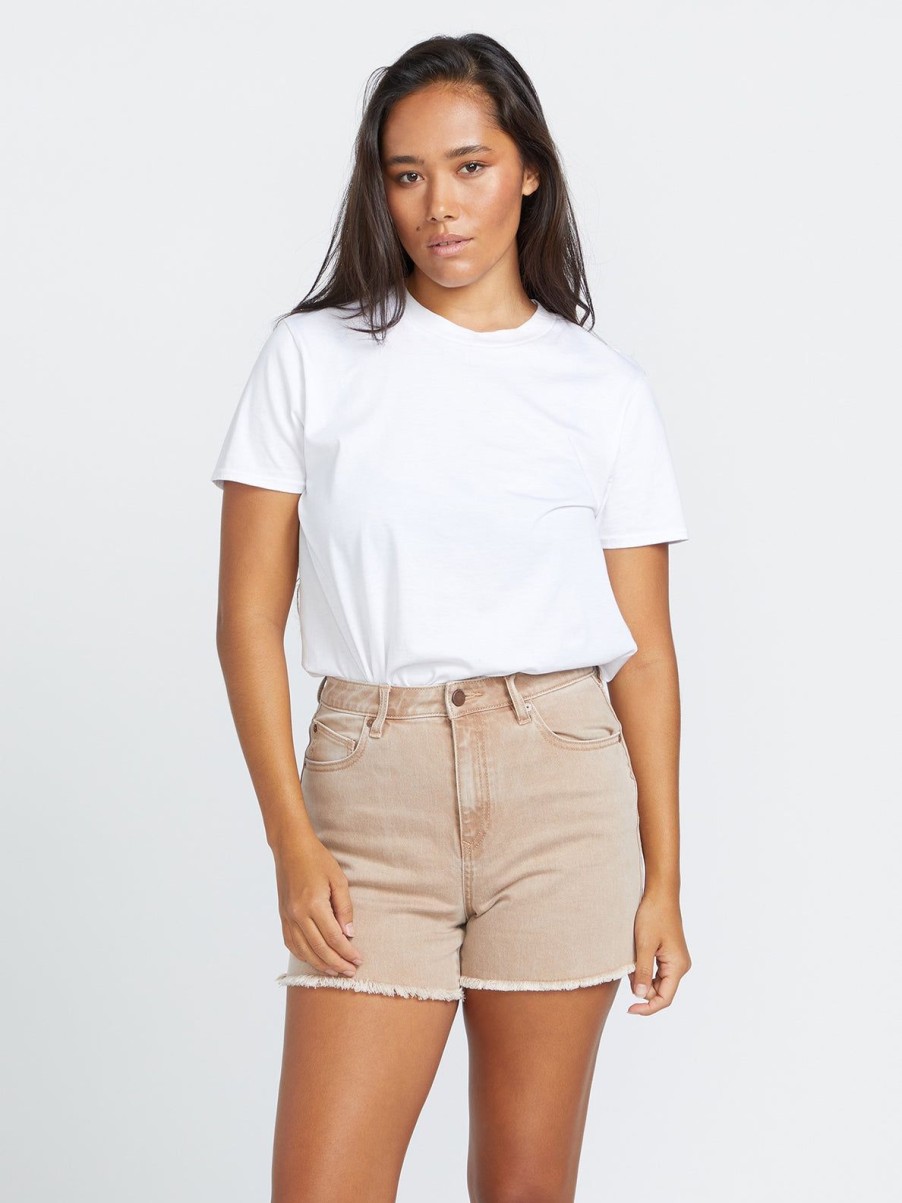 Women Volcom Bottoms | Stone Step Hirise Shorts Mocha