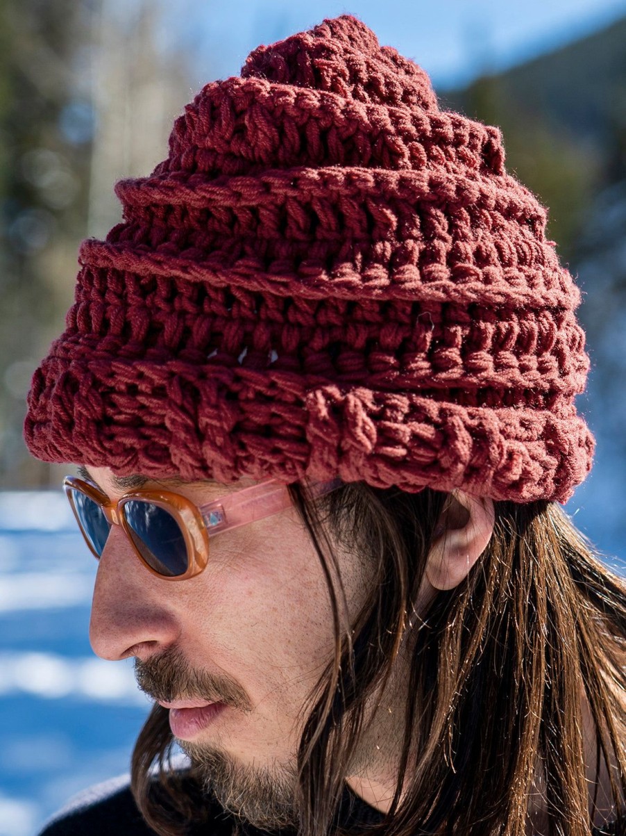 Men Volcom Hats & Beanies | Mens Mike Ravelson Crochet Knit Beanie Maroon