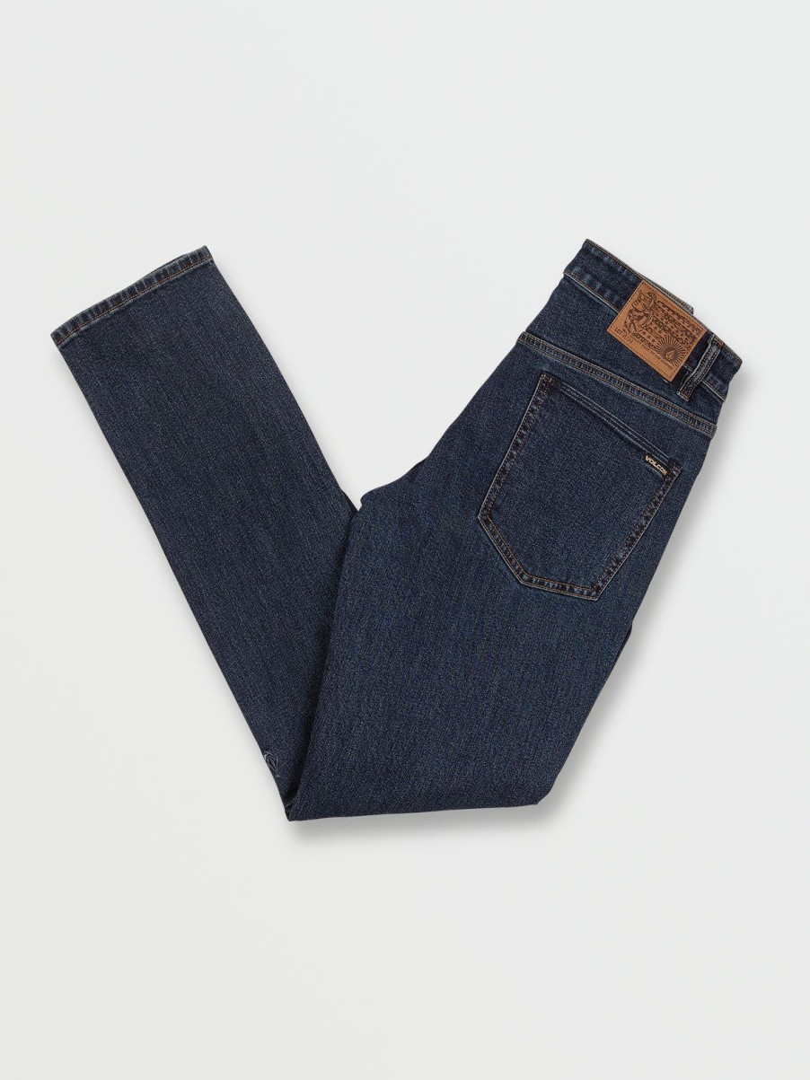 Men Volcom Jeans | 2X4 Skinny Fit Jeans Dirty Med Blue