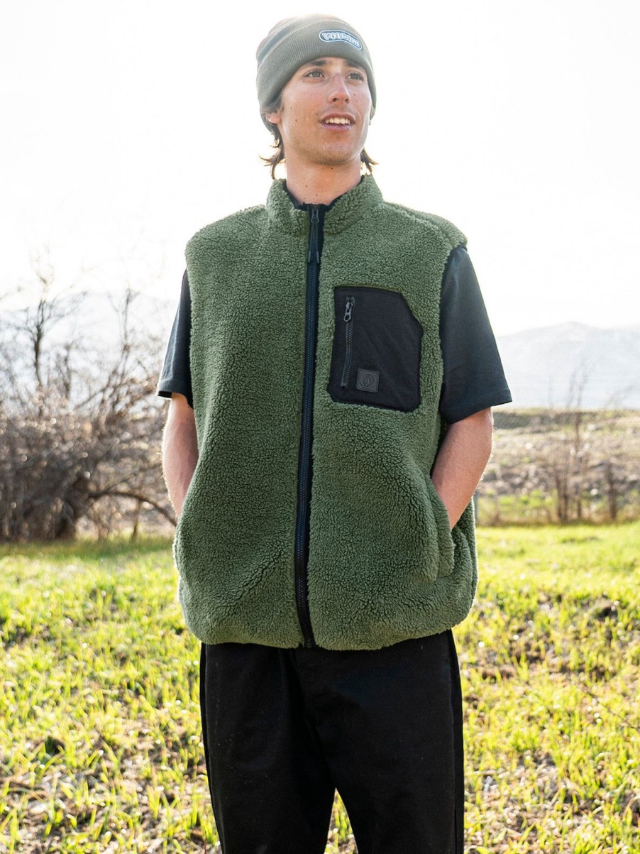 Men Volcom Hiking | Muzzer Fuzzar Vest Squadron Green