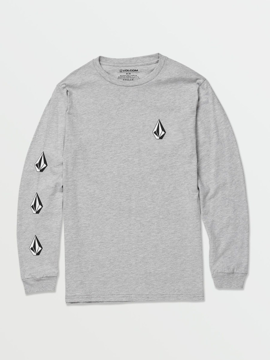 Men Volcom Mountain Biking | Iconic Stone Long Sleeve Tee Heather Grey