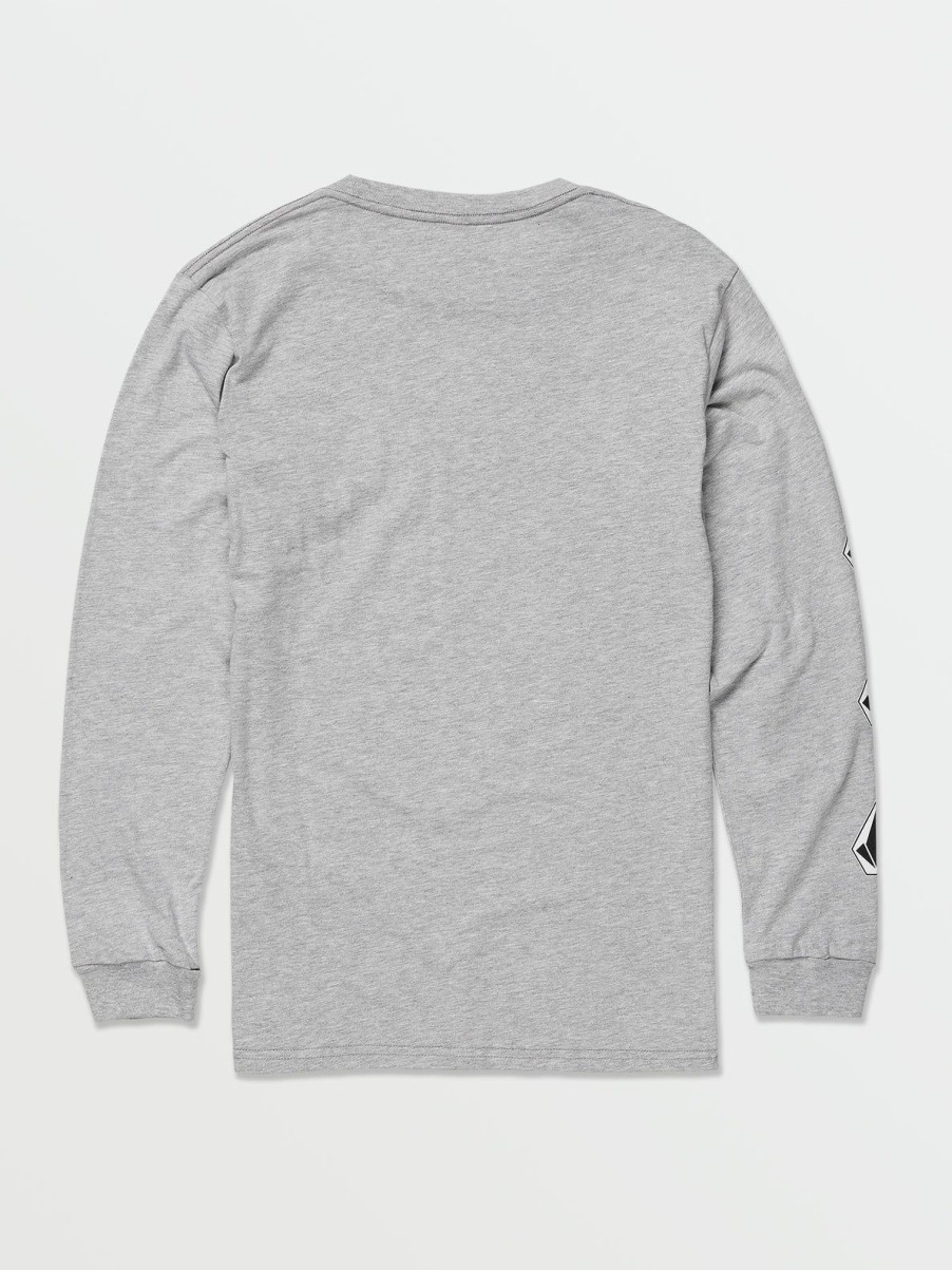 Men Volcom Mountain Biking | Iconic Stone Long Sleeve Tee Heather Grey