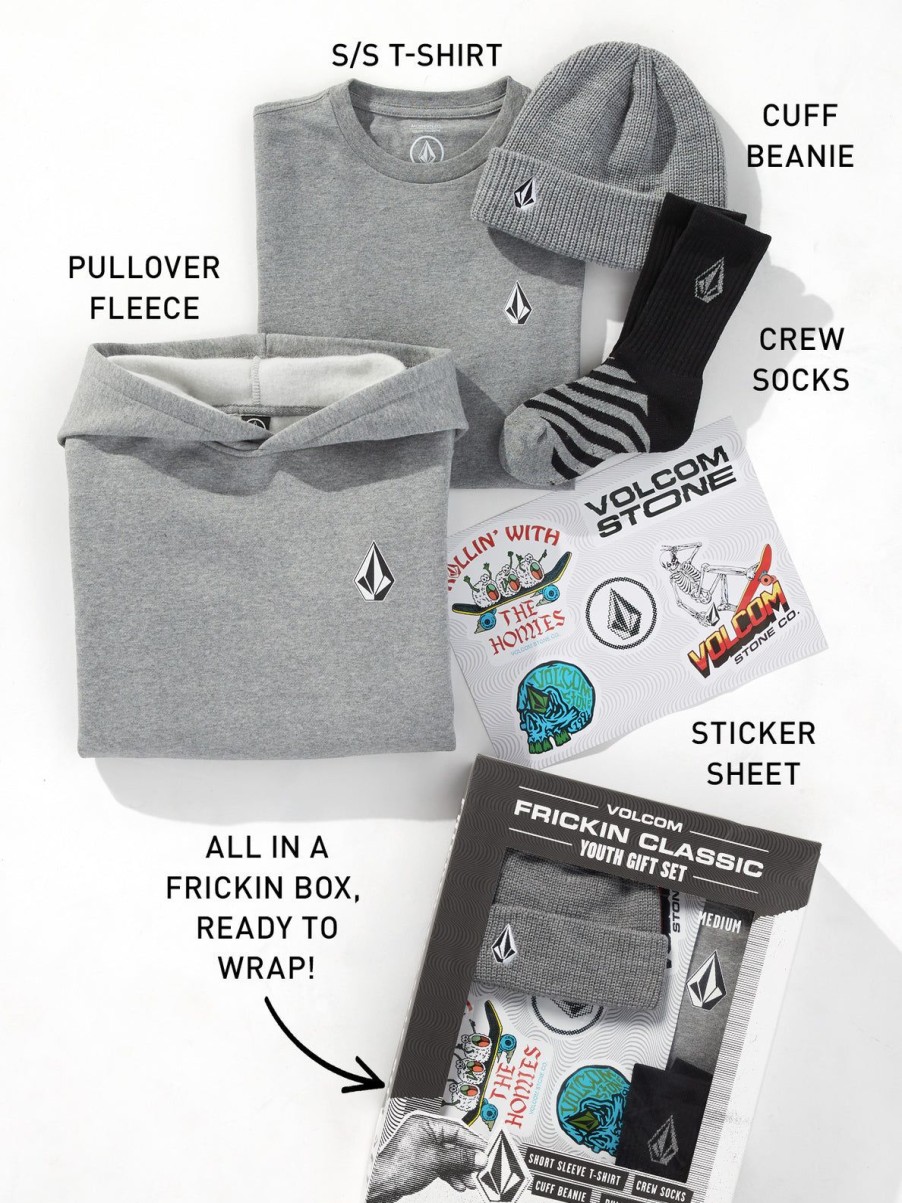 Girls Volcom T-Shirts & Tanks | Kids 2023 Frickin Classic Gift Set Heather Grey