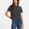 Women Volcom Tops | Pocket Stone Short Sleeve Tee Heather Black