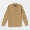 Men Volcom Shirts & Flannels | Caden Solid Long Sleeve Shirt Dark Khaki