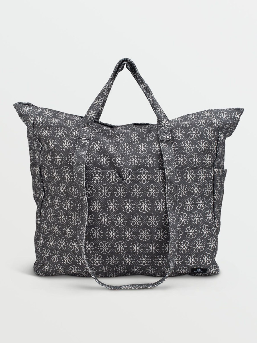 Women Volcom Bags & Backpacks | Schoolyard Canvas Tote Black/White