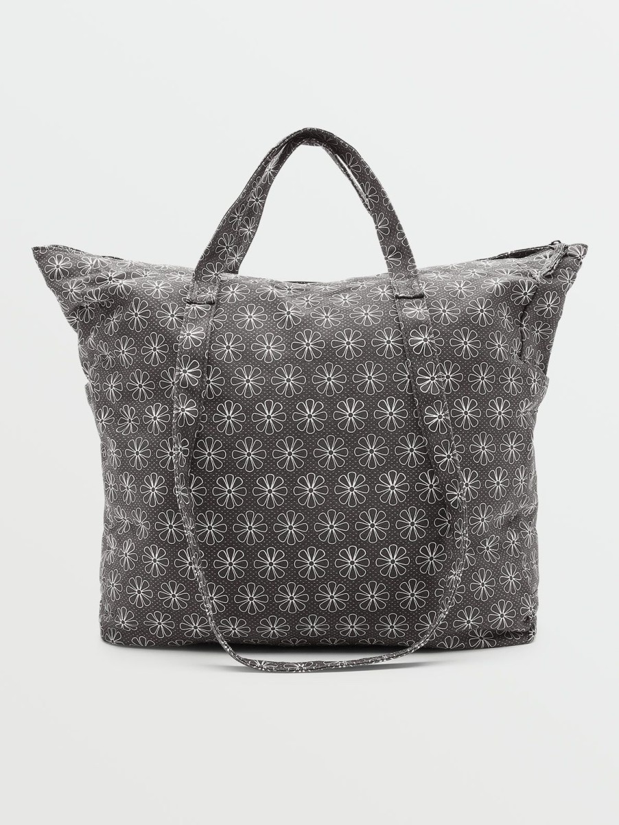 Women Volcom Bags & Backpacks | Schoolyard Canvas Tote Black/White