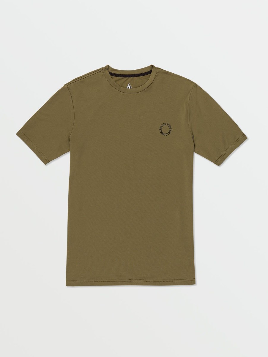 Men Volcom Rashguards | Faulter Short Sleeve Rashguard Military