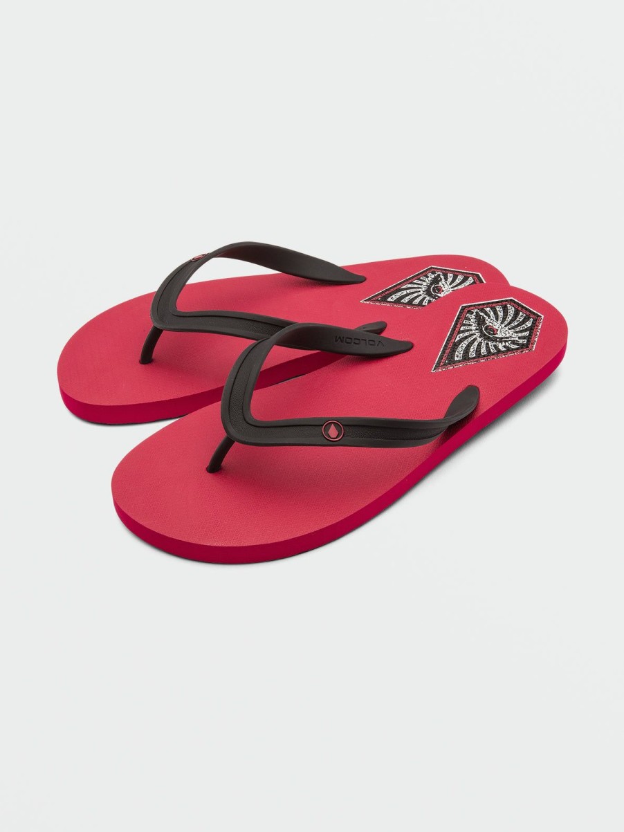 Men Volcom Sandals | Rocker 2 Sandals Ribbon Red