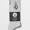 Men Volcom Socks | Full Stone 3 Pack Socks Stone Blue