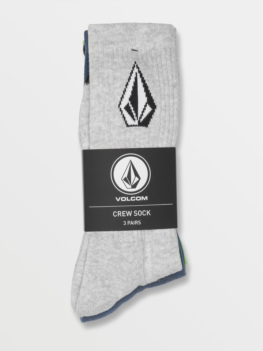 Men Volcom Socks | Full Stone 3 Pack Socks Stone Blue