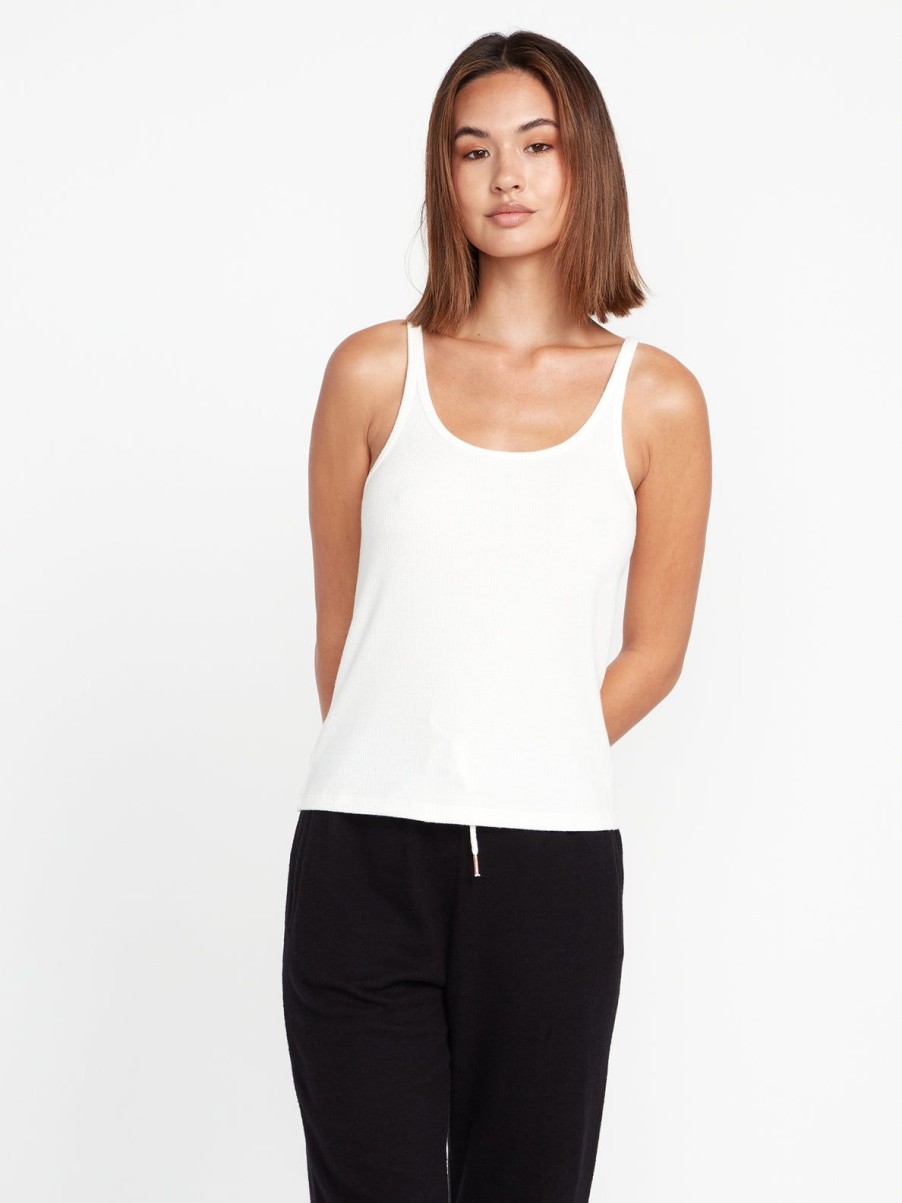 Women Volcom Golf | Lived In Lounge Rib Tank Star White