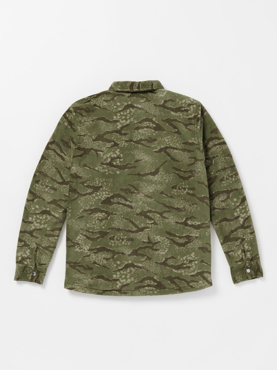 Men Volcom Hoodies & Sweatshirts | Bowered Fleece Long Sleeve Shirt Squadron Green