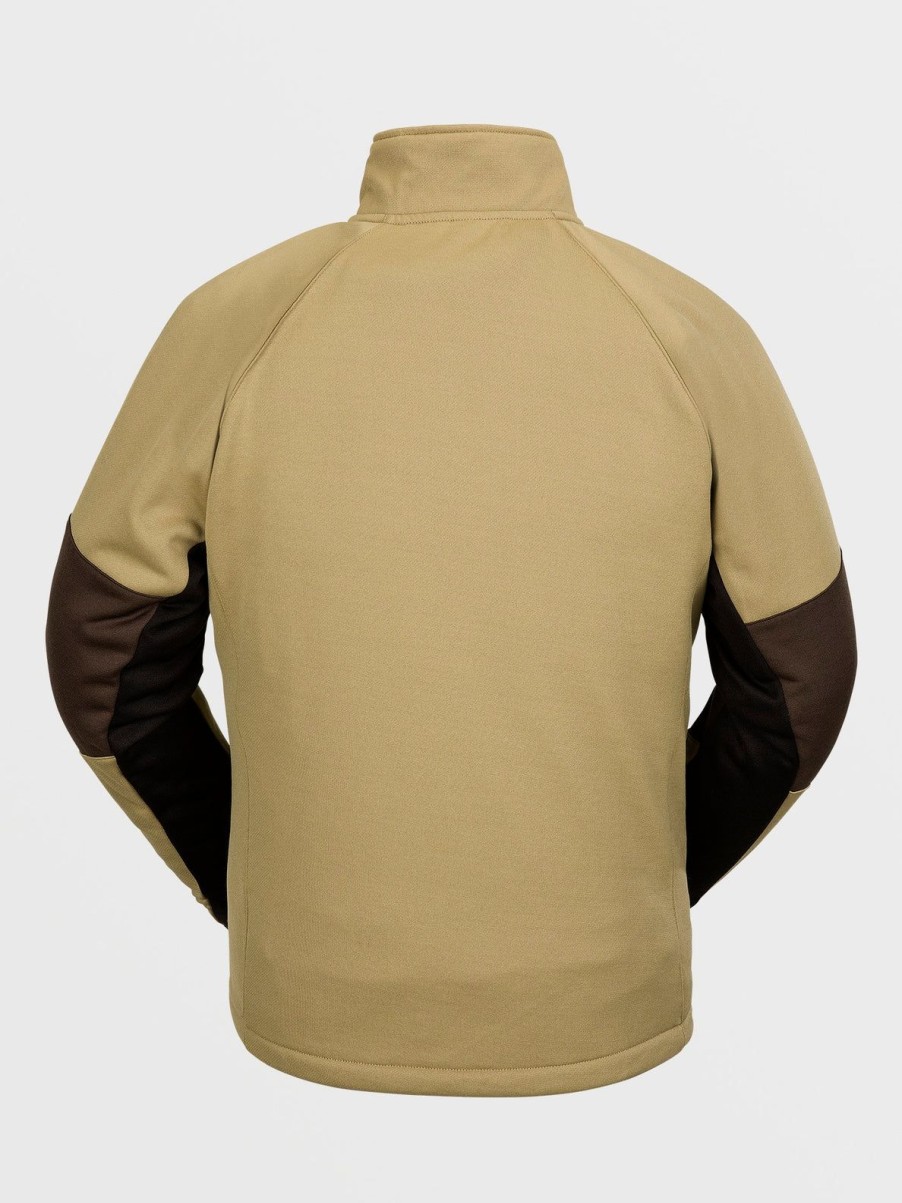 Men Volcom Layering | Mens Tech Fleece Pullover Dark Khaki