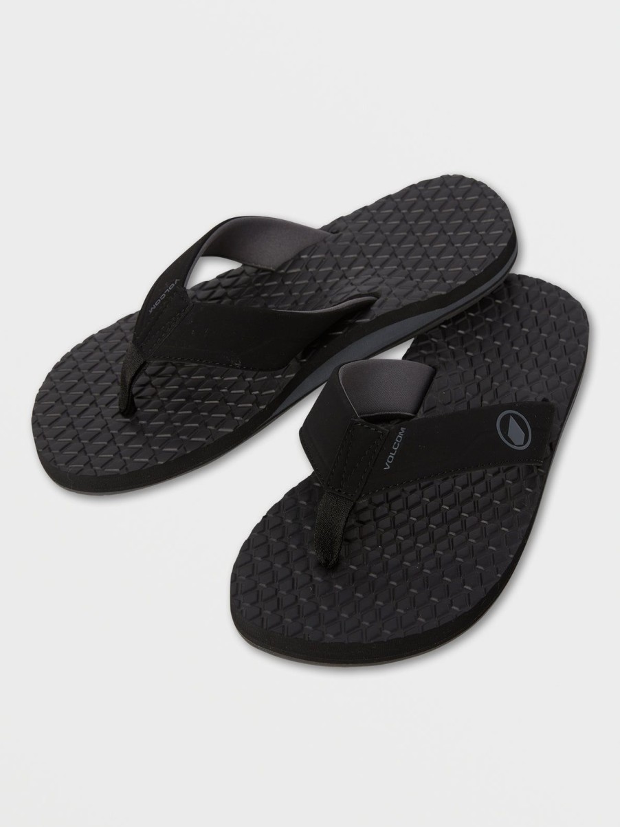 Men Volcom Sandals | Eco Recliner 2 Sandals Black Grey