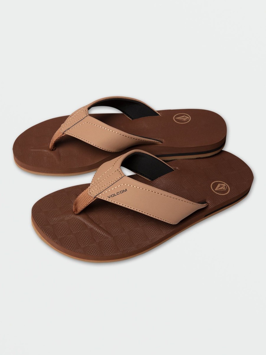 Men Volcom Sandals | Victor Sandals Brown Khaki