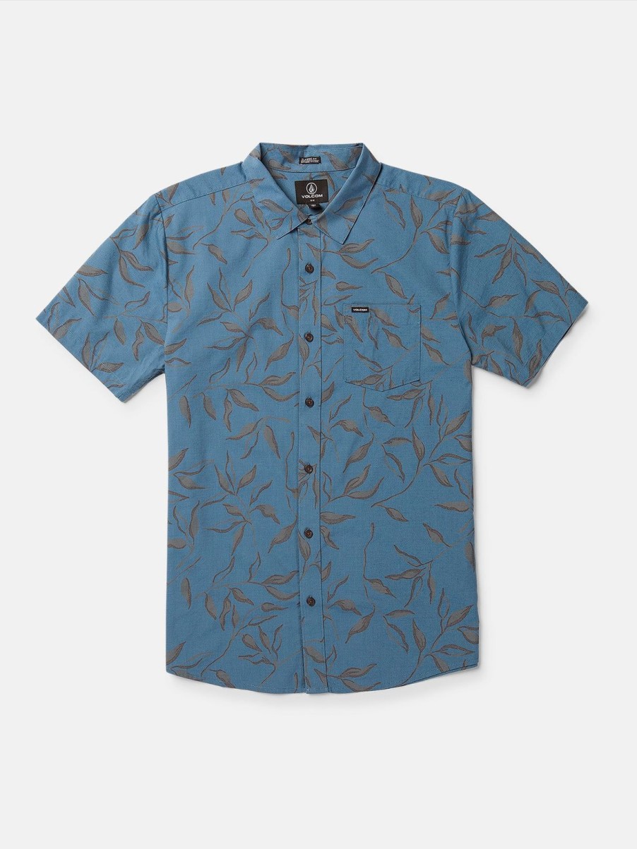 Men Volcom Shirts & Flannels | Stone Mash Short Sleeve Shirt Stone Blue