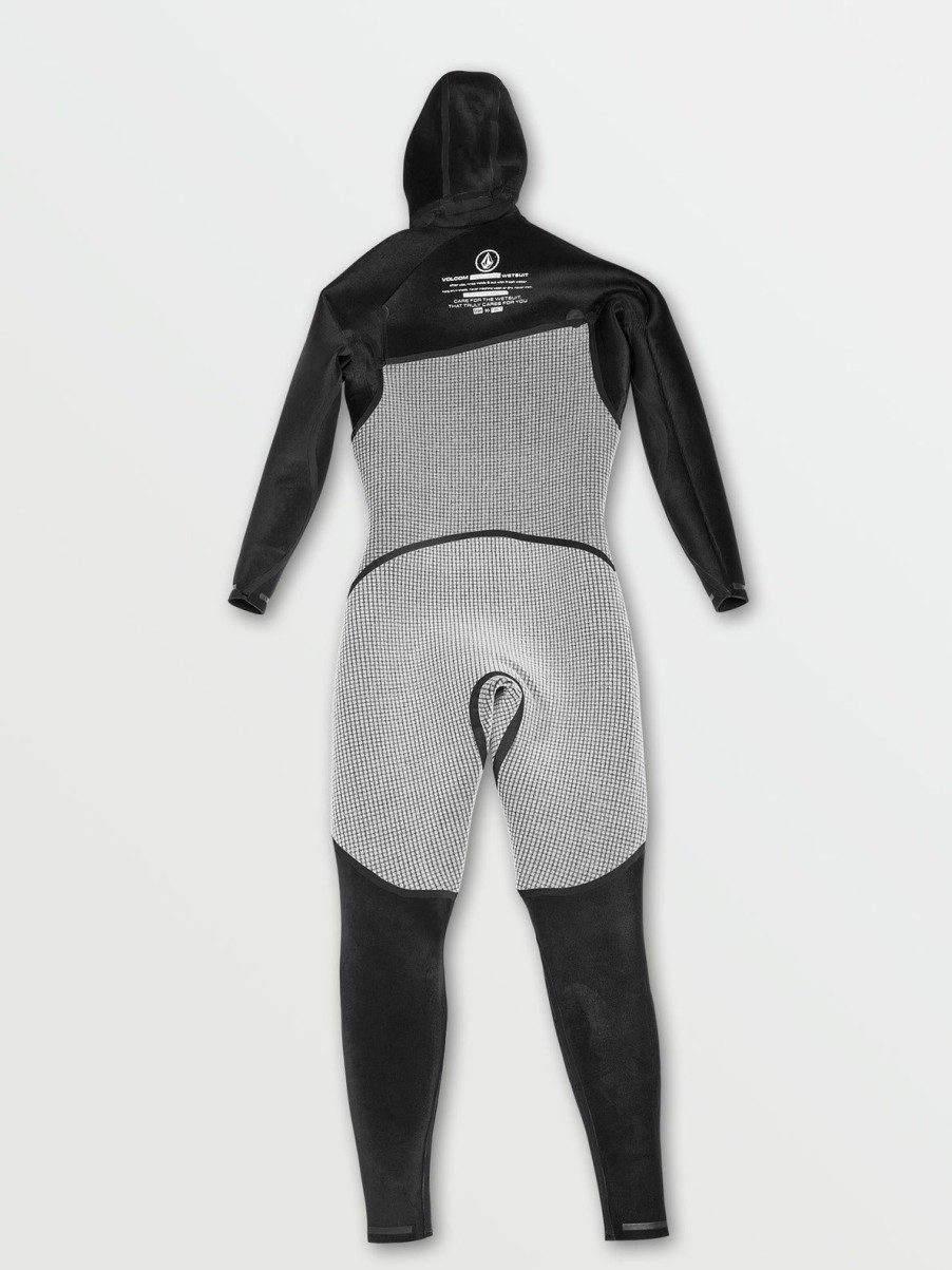 Men Volcom Wetsuits | Mens Modulator 4/3Mm Hooded Chestzip Fullsuit Black