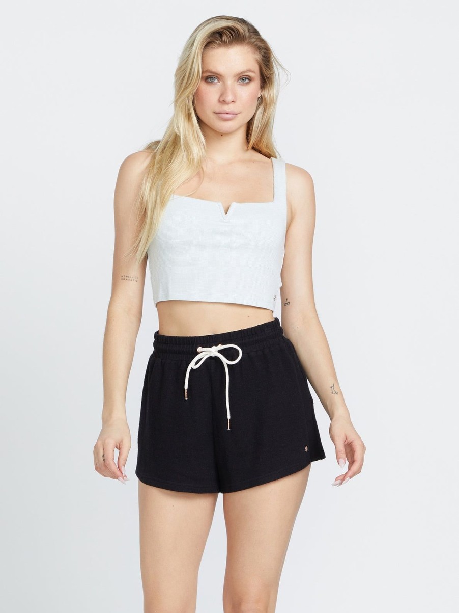 Women Volcom Bottoms | Lived In Lounge Fleece Shorts Black