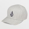 Men Volcom Hats & Beanies | Full Stone Heather Flexfit Hat Grey Vintage