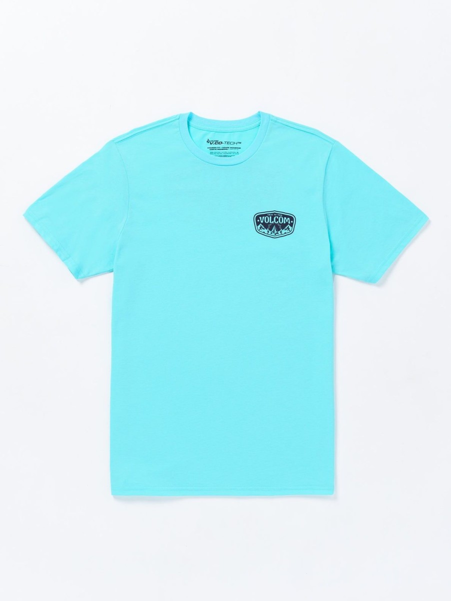 Men Volcom T-Shirts & Tanks | Mountainside Tech Short Sleeve Tee Neon Blue