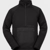 Men Volcom Layering | Mens Tech Fleece Pullover Black