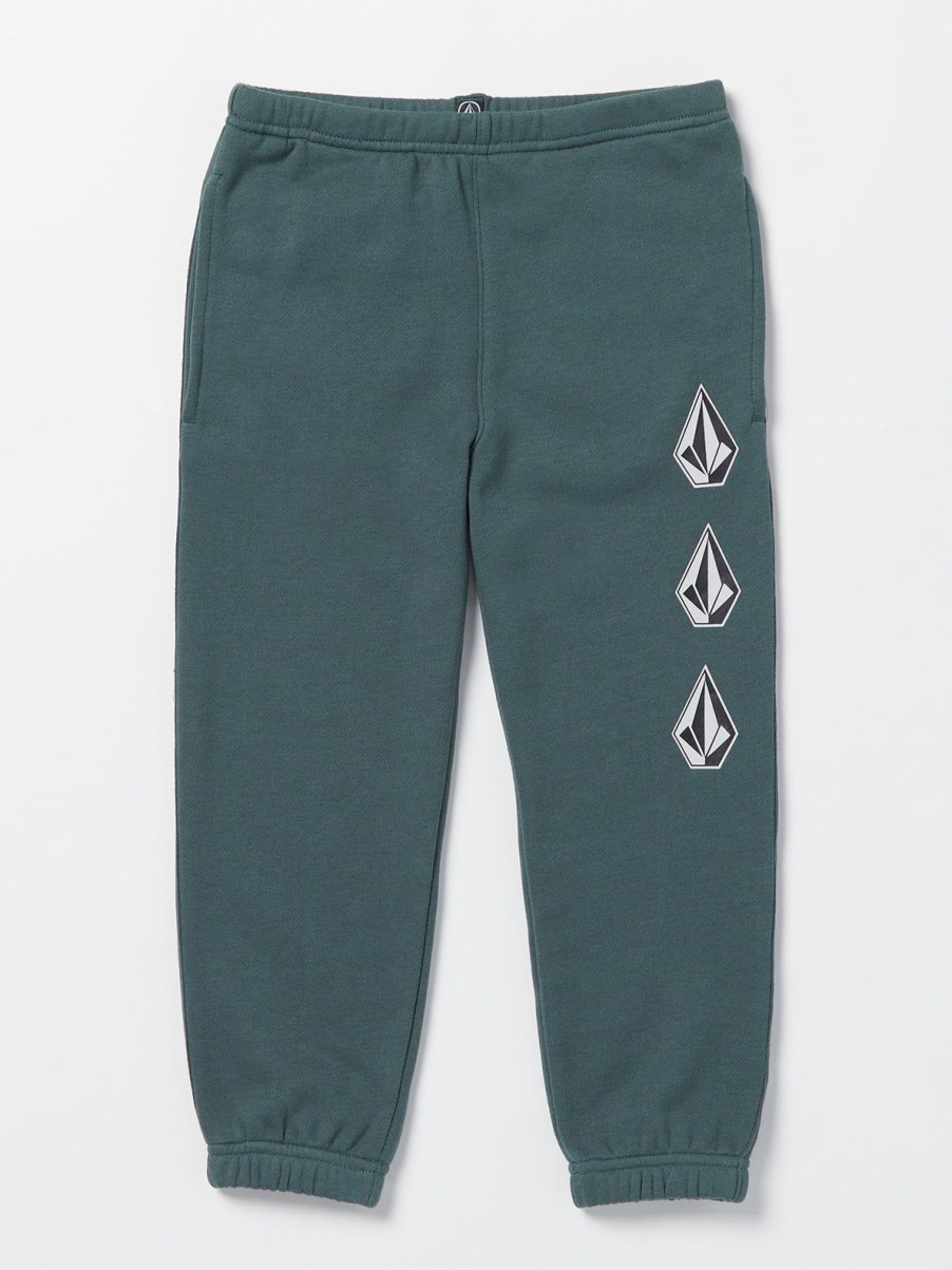 Boys Volcom Pants | Little Boys Iconic Stone Elastic Waist Fleece Pants Dark Slate