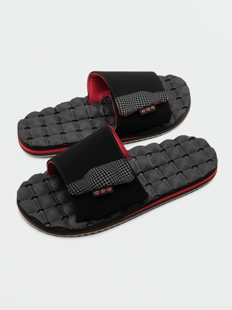 Men Volcom Sandals | Recliner Slide Sandals Ribbon Red