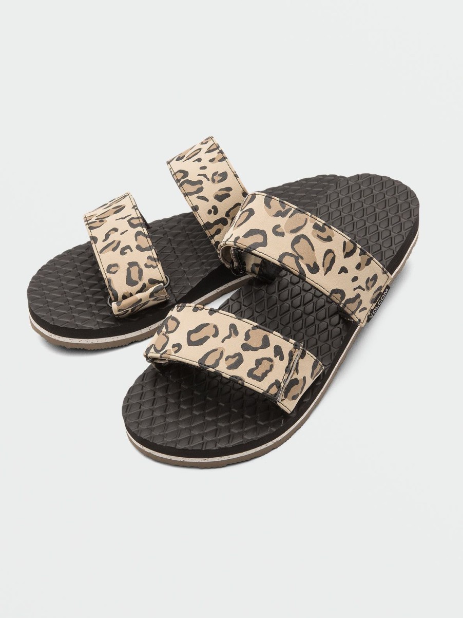 Women Volcom Sandals | Womens Eco Recliner Slide Sandals Leopard