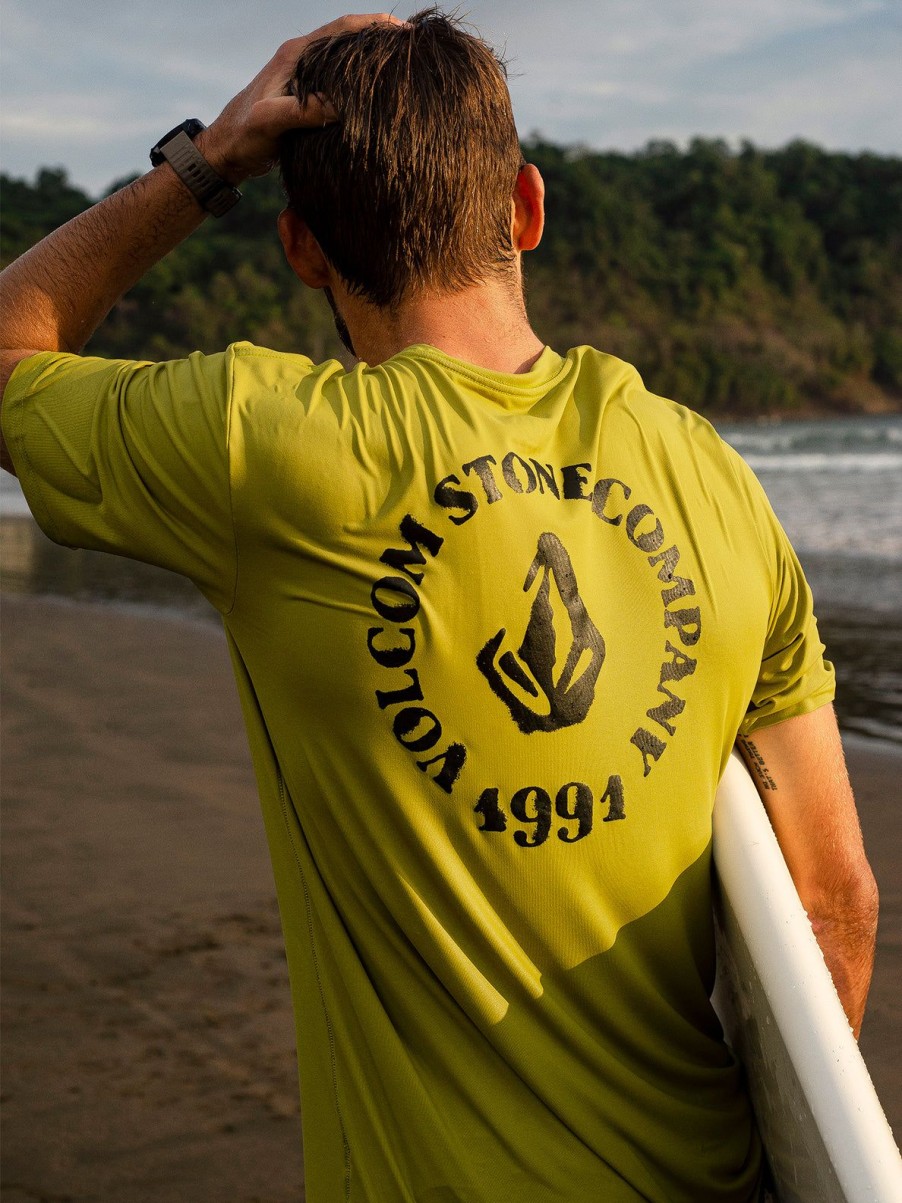 Men Volcom Rashguards | Spray Stone Short Sleeve Oasis