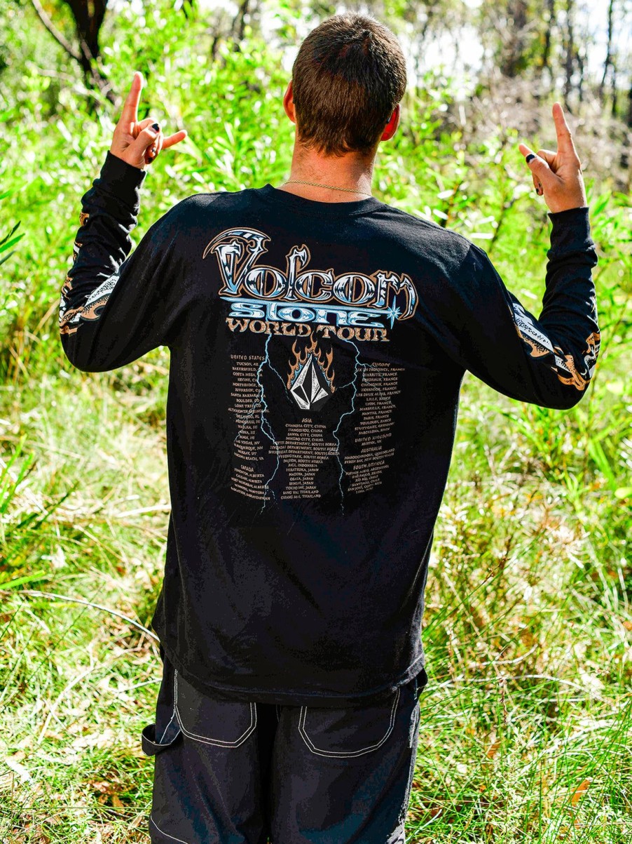 Men Volcom Tops & Tees | Stone Ghost Long Sleeve Tee Black