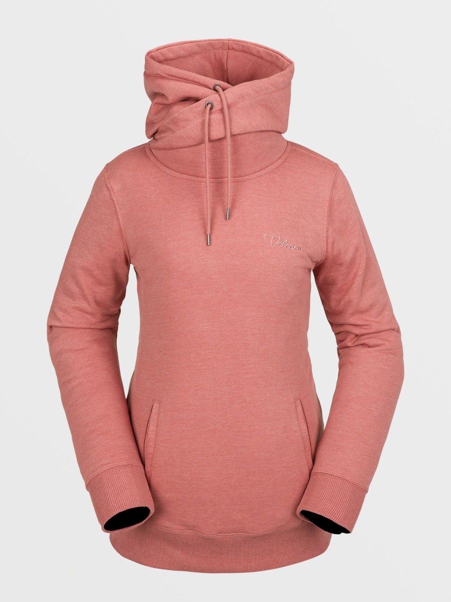 Women Volcom Hoodies & Sweatshirts | Womens Tower Pullover Fleece Earth Pink