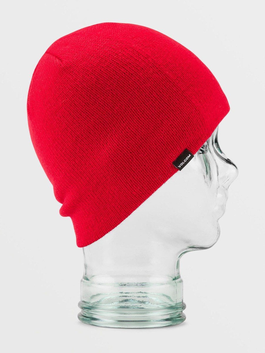 Men Volcom Beanies | Mens V.Co Skull Beanie Red