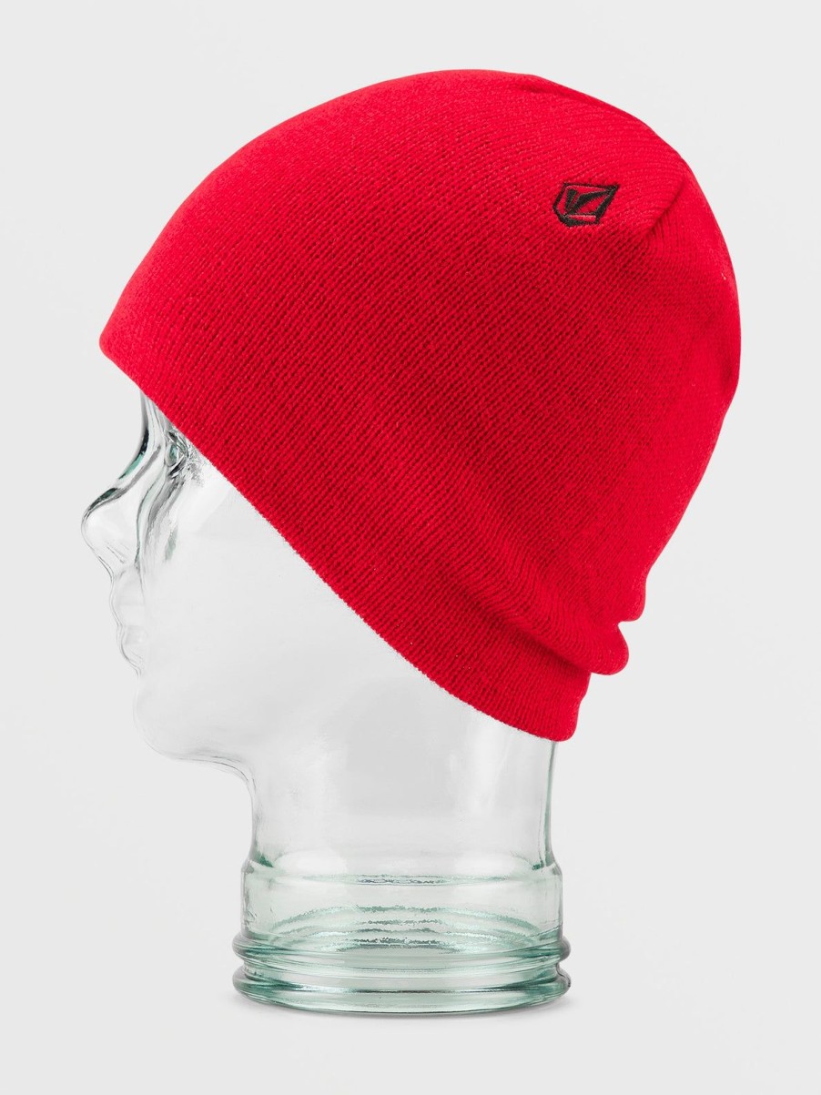 Men Volcom Beanies | Mens V.Co Skull Beanie Red