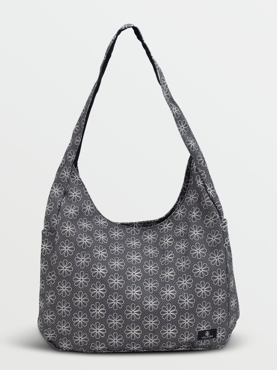 Women Volcom Bags & Backpacks | Schoolyard Canvas Hobo Tote Black/White