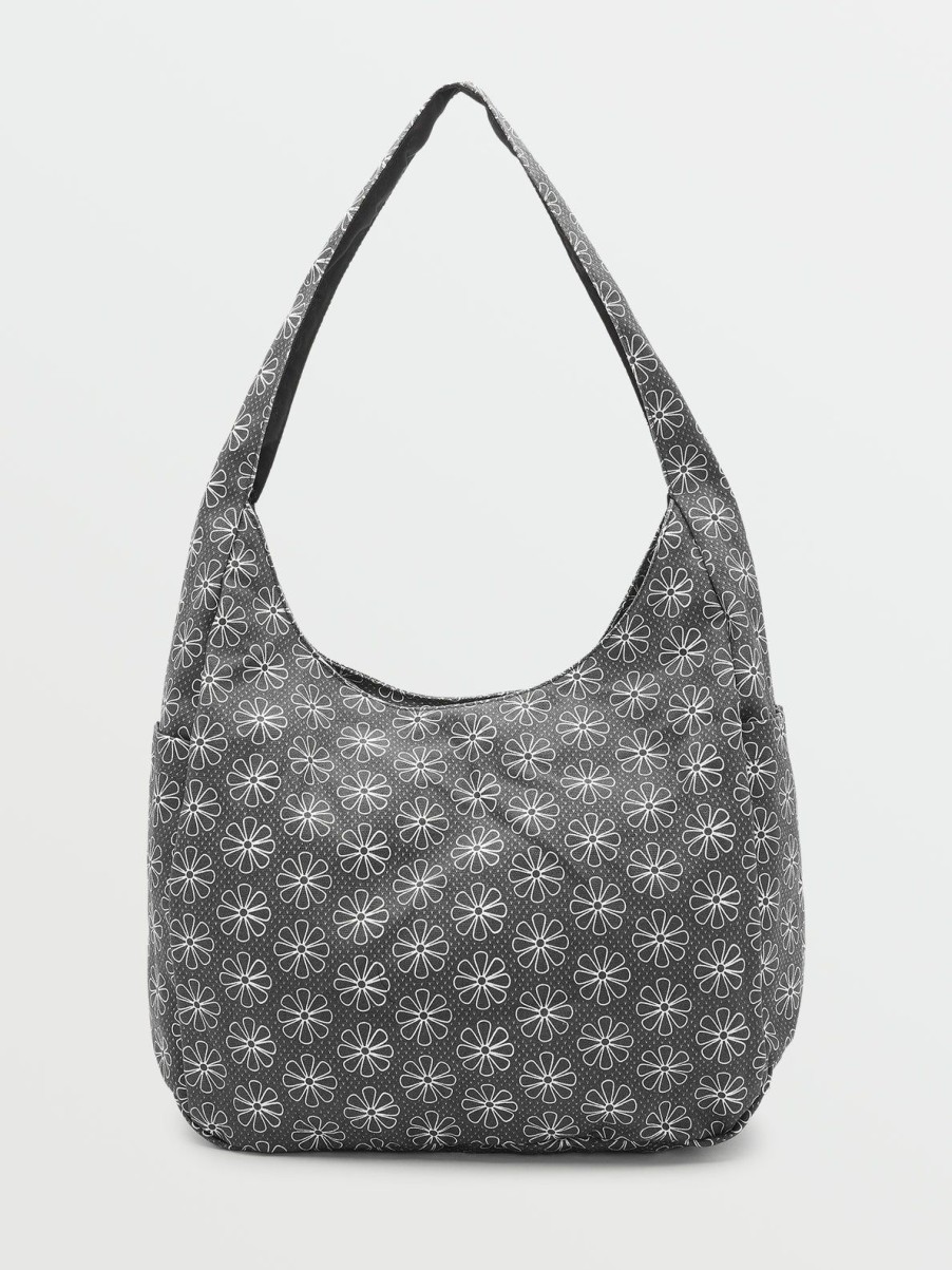 Women Volcom Bags & Backpacks | Schoolyard Canvas Hobo Tote Black/White