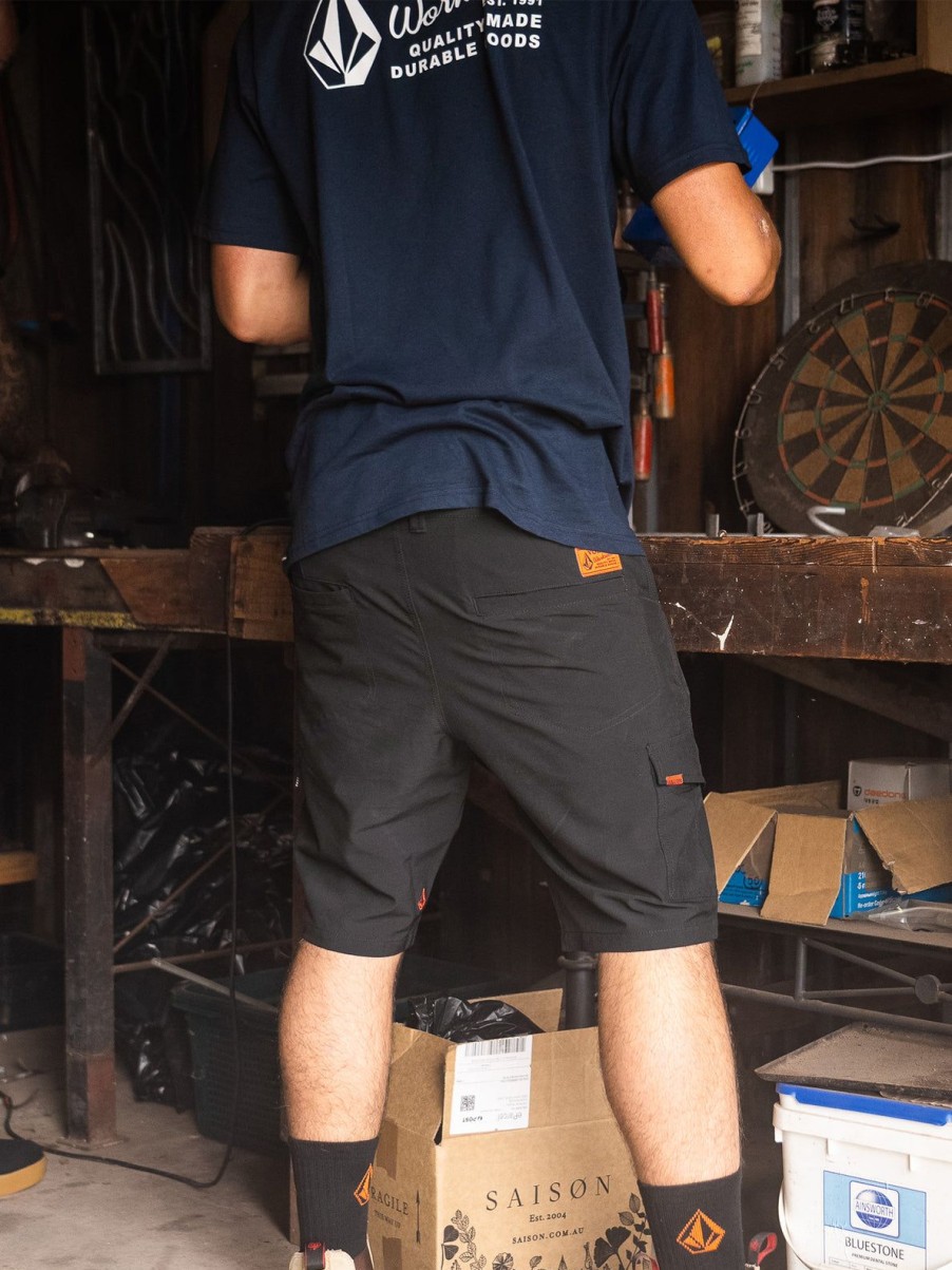 Men Volcom Shorts | Volcom Workwear Slab Hybrid Shorts Black