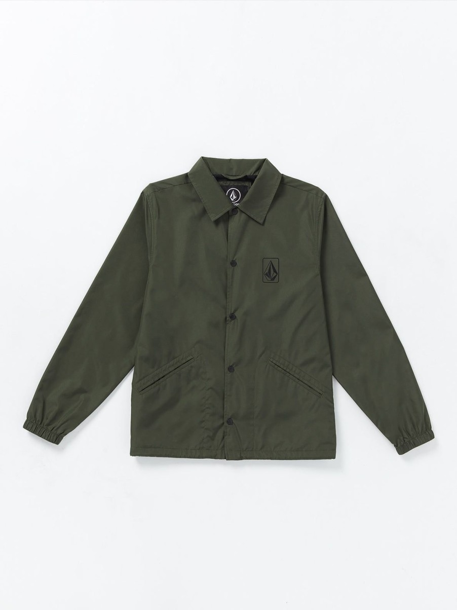 Men Volcom Jackets | Skate Vitals Coaches Jacket Squadron Green