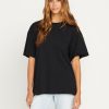 Women Volcom Tops | Stones Throw Solid Short Sleeve Tee Black