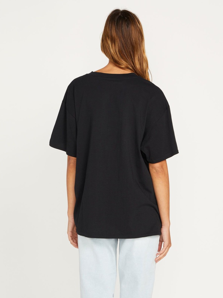 Women Volcom Tops | Stones Throw Solid Short Sleeve Tee Black