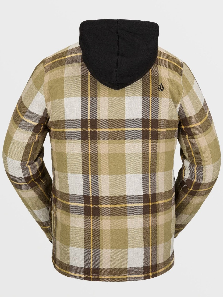 Men Volcom Jackets | Mens Insulated Riding Flannel Khakiest