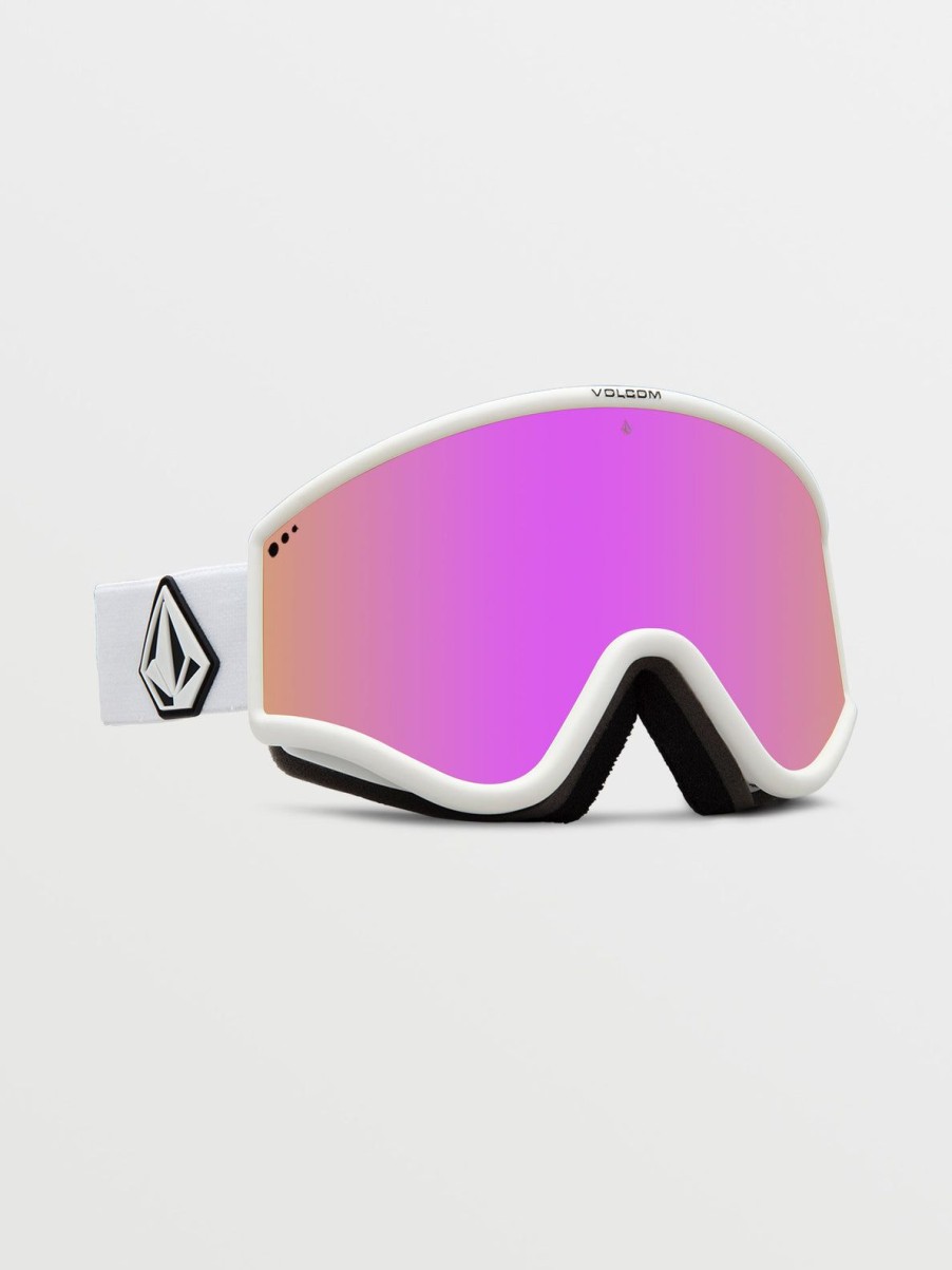 Men Volcom Goggles | Yae Goggle - Matte White/Chrome Pink