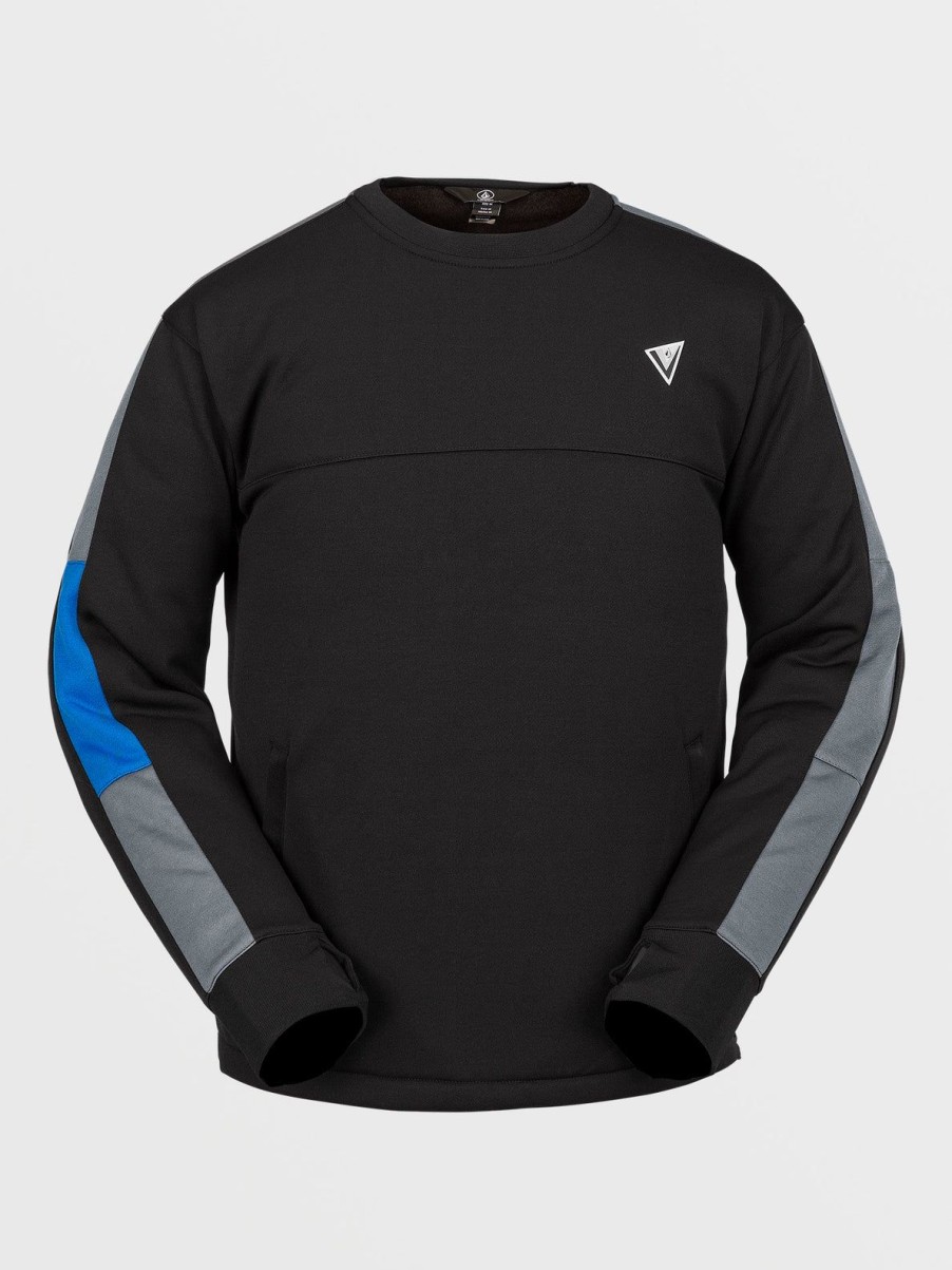 Men Volcom Layering | Mens Hydro Riding Crew Pullover Black