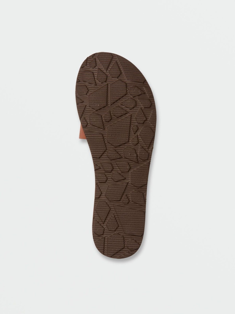 Women Volcom Sandals | Simple Slide Sandals Dark Clay