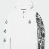 Men Volcom Rashguards | Iconic Stone Hood Collage Long Sleeve Upf 50 Rashguard White