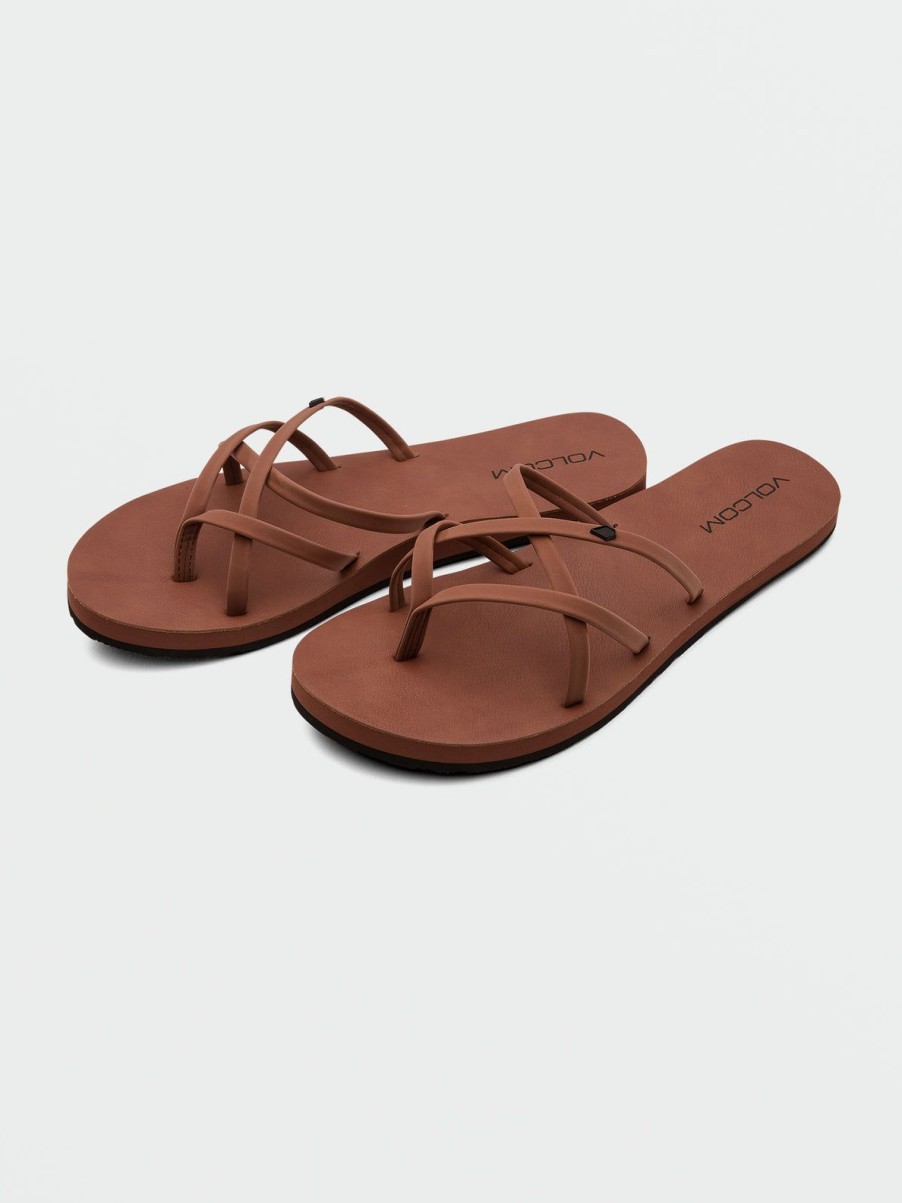 Women Volcom Sandals | New School Ii Sandals Dark Clay