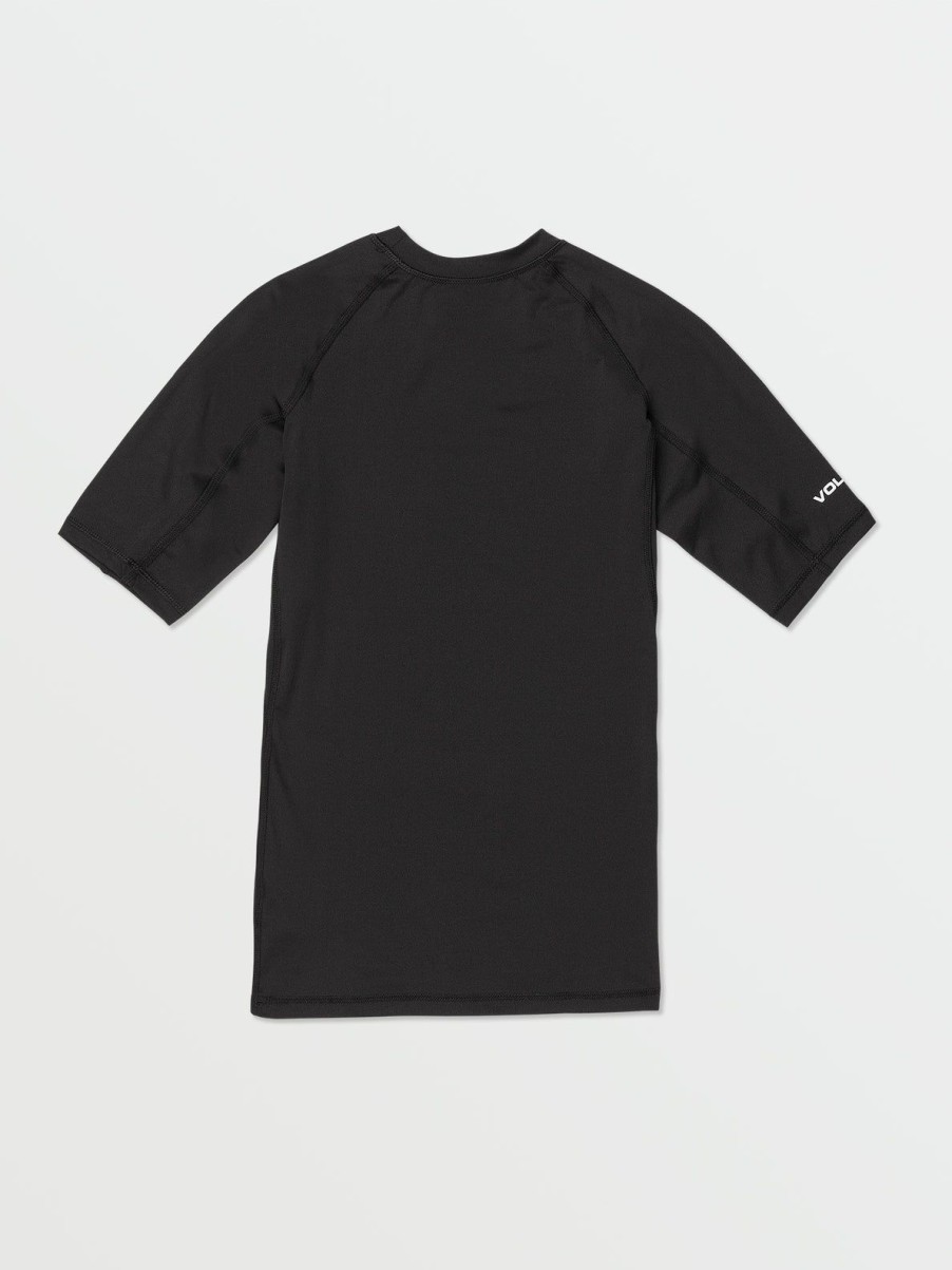 Men Volcom Rashguards | Lido Solid Short Sleeve Shirt Black