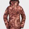 Women Volcom Jackets | Womens Fern Insulated Gore Pullover Pink Salt Wash